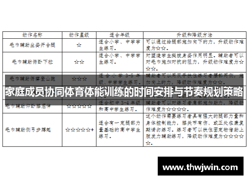 家庭成员协同体育体能训练的时间安排与节奏规划策略